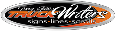 Tony Gibbs' Truck Writers logo: signs, lines, scrolls